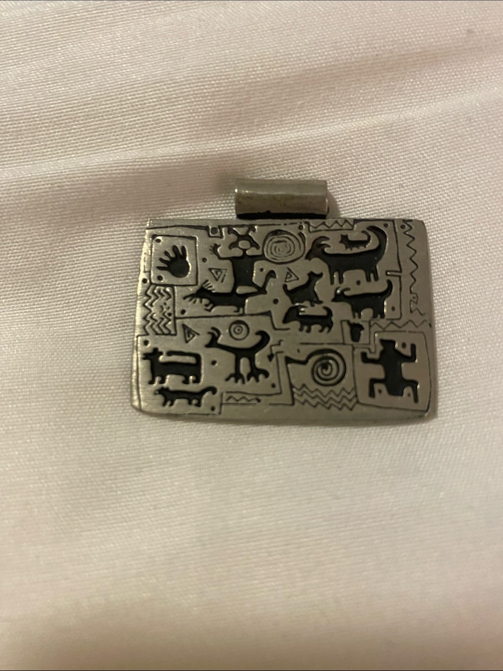Urban Fetishes pewter pendant , tribal animal design